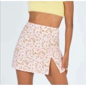 Princess Polly Floral Mini Skirt Slit Hem Cottagecore Summer Cute‎ Size 2
